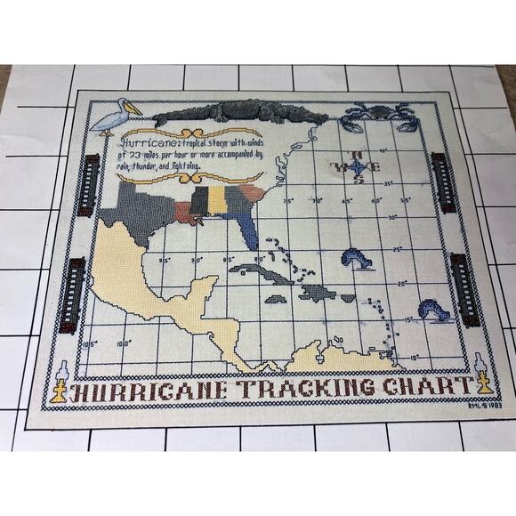 Rosy Creations Hurricane Tracking Chart Quilt Pattern, Vintage, Weather, 80s - Picture 2 of 4